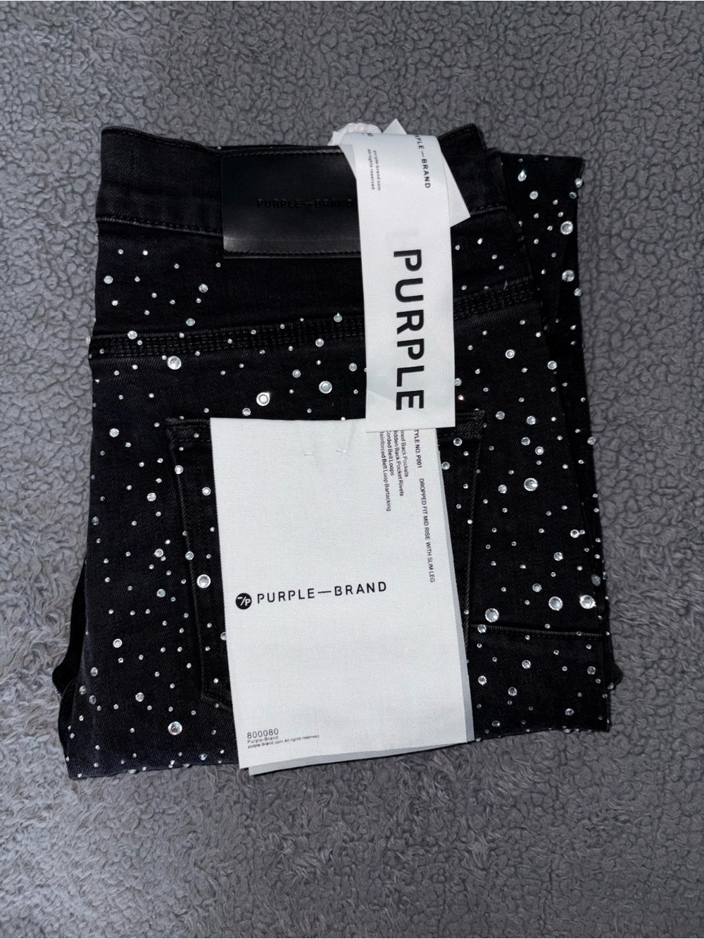 Purple Brand Men’s Black Skinny Jeans with Silver Studs
